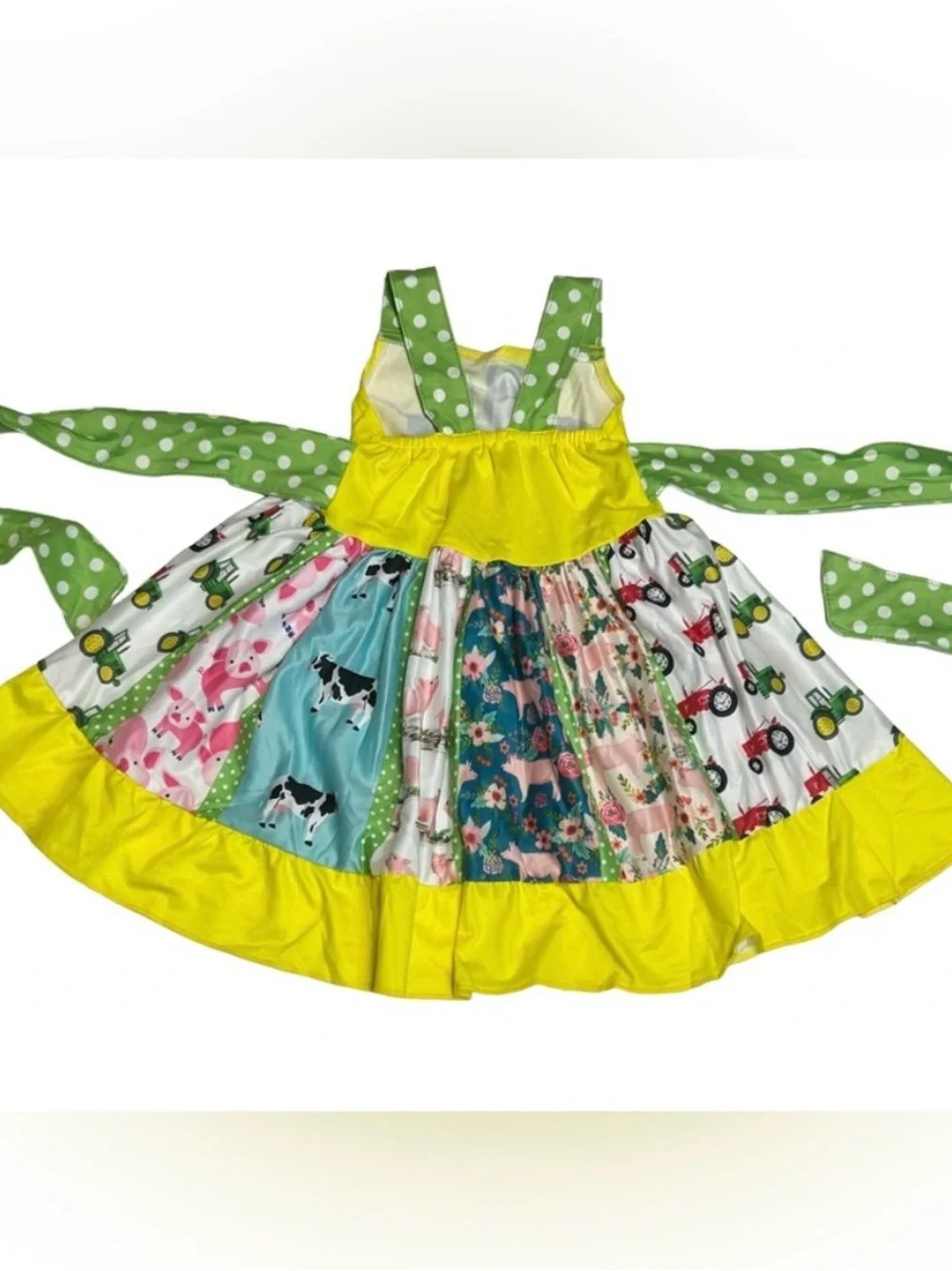 NEW Boutique Farm Tractor Cow Pig Girls Sleeveless Panel Twirl Dress 12/18